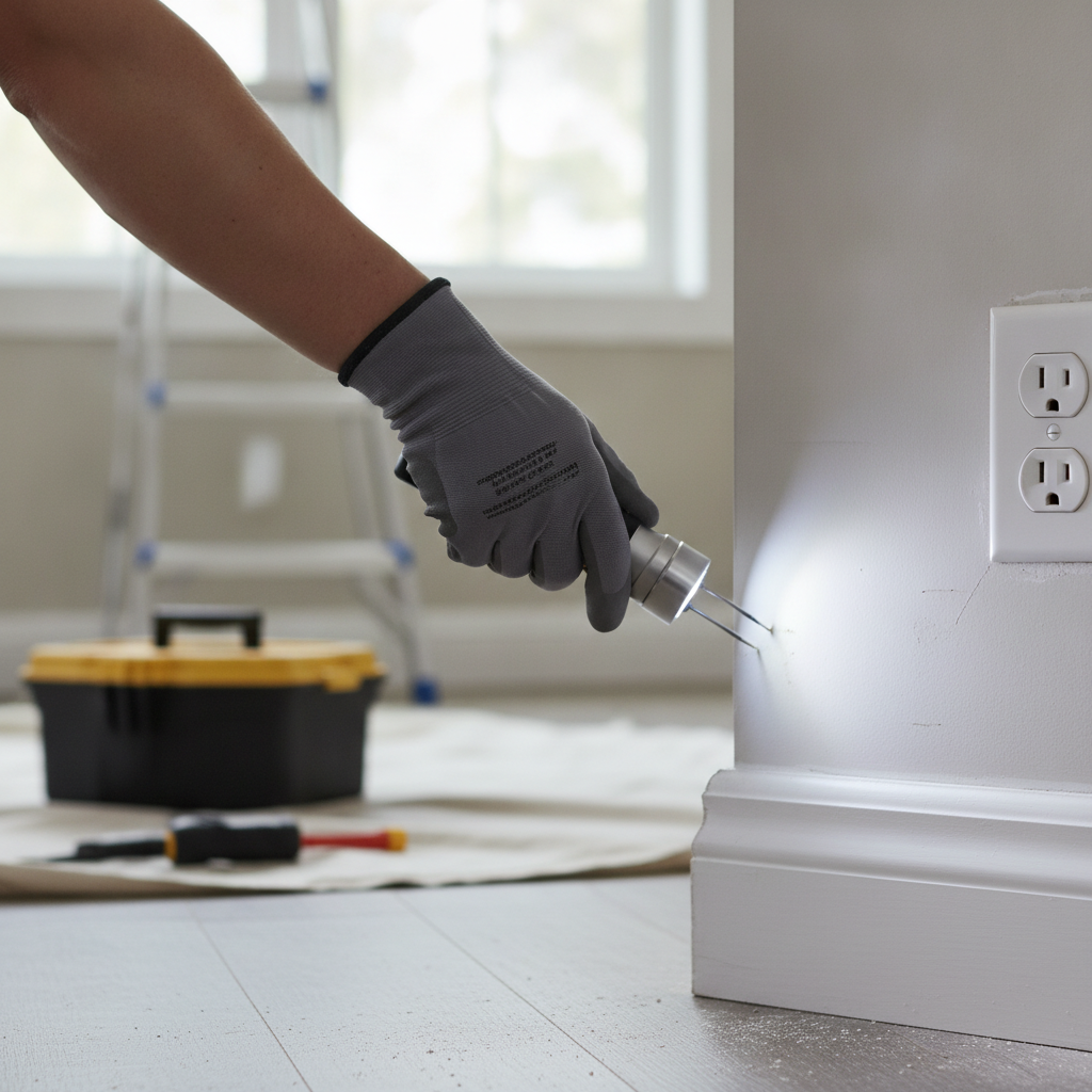 an inspector doing Residential Inspection Service, show only the hand doing Residential Inspection Service